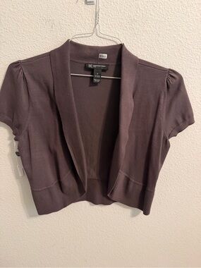 INC International Concepts Short-Sleeve Open Cardigan in Plum